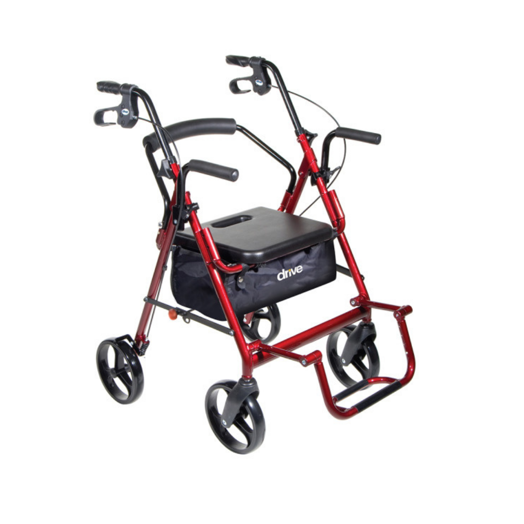 Drive Medical Folding Duet Hybrid Transport Chair Rolling Walker - Senior.com Transport Chairs
