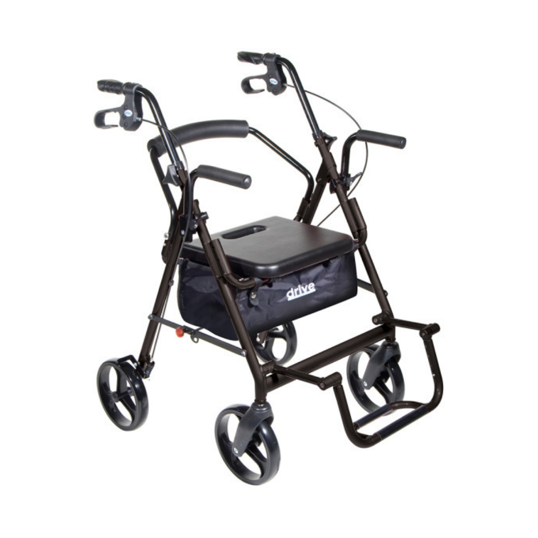 Drive Medical Folding Duet Hybrid Transport Chair Rolling Walker - Senior.com Transport Chairs