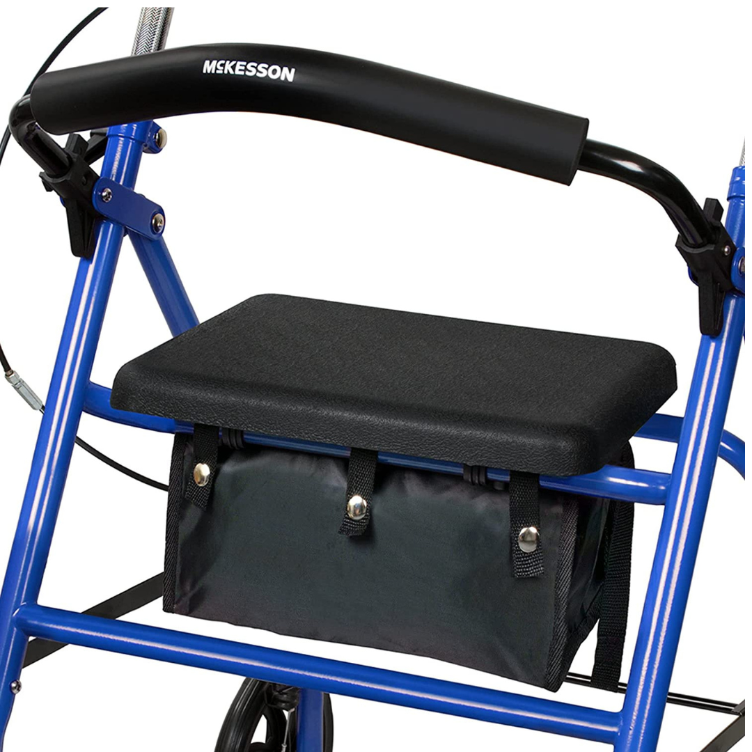 McKesson Lightweight Folding Rollator with Padded Seat - Senior.com Rollators