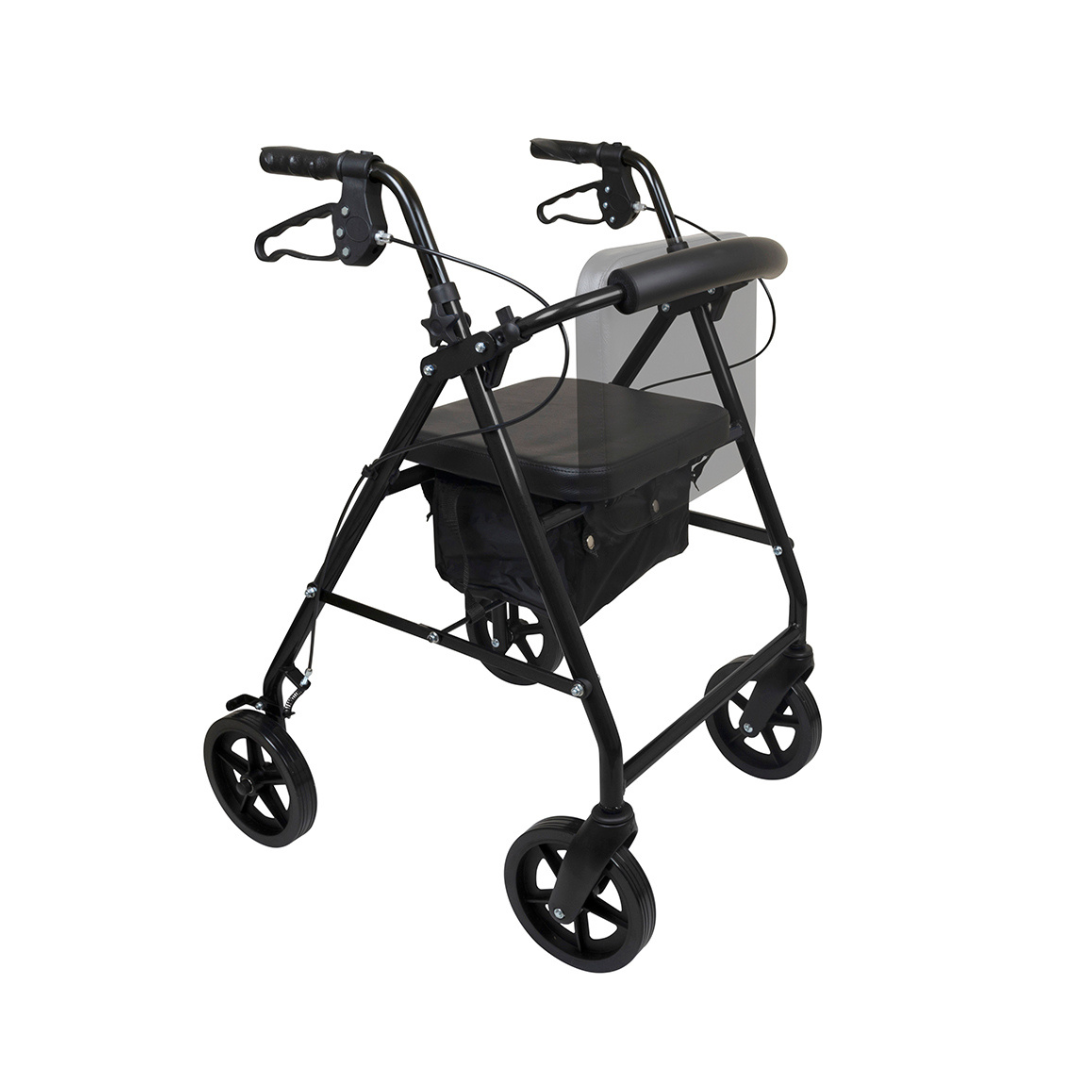 ProBasics Deluxe Rolling Walker with 8" Wheels, Seat, Backrest and Storage Pouch - Senior.com Rollators