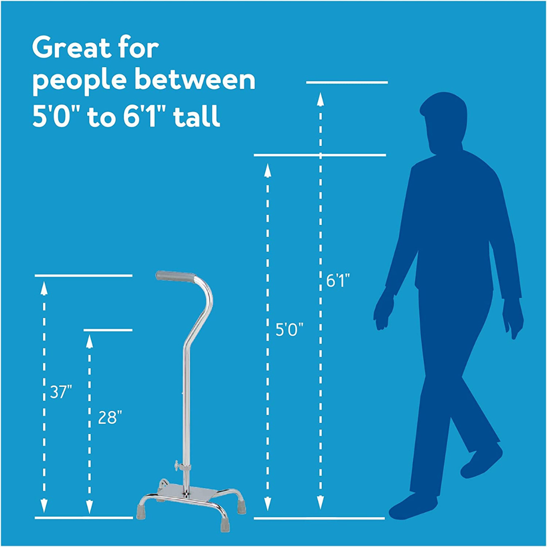 Carex Quad Cane with Large Base and Adjustable Height - Senior.com Quad Canes