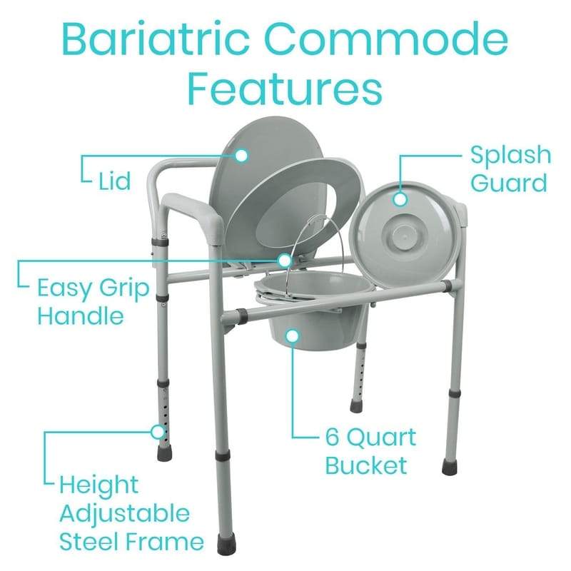 Vive Health Bariatric Bedside Commode - Fits Over Standard Toilets - Senior.com Commodes