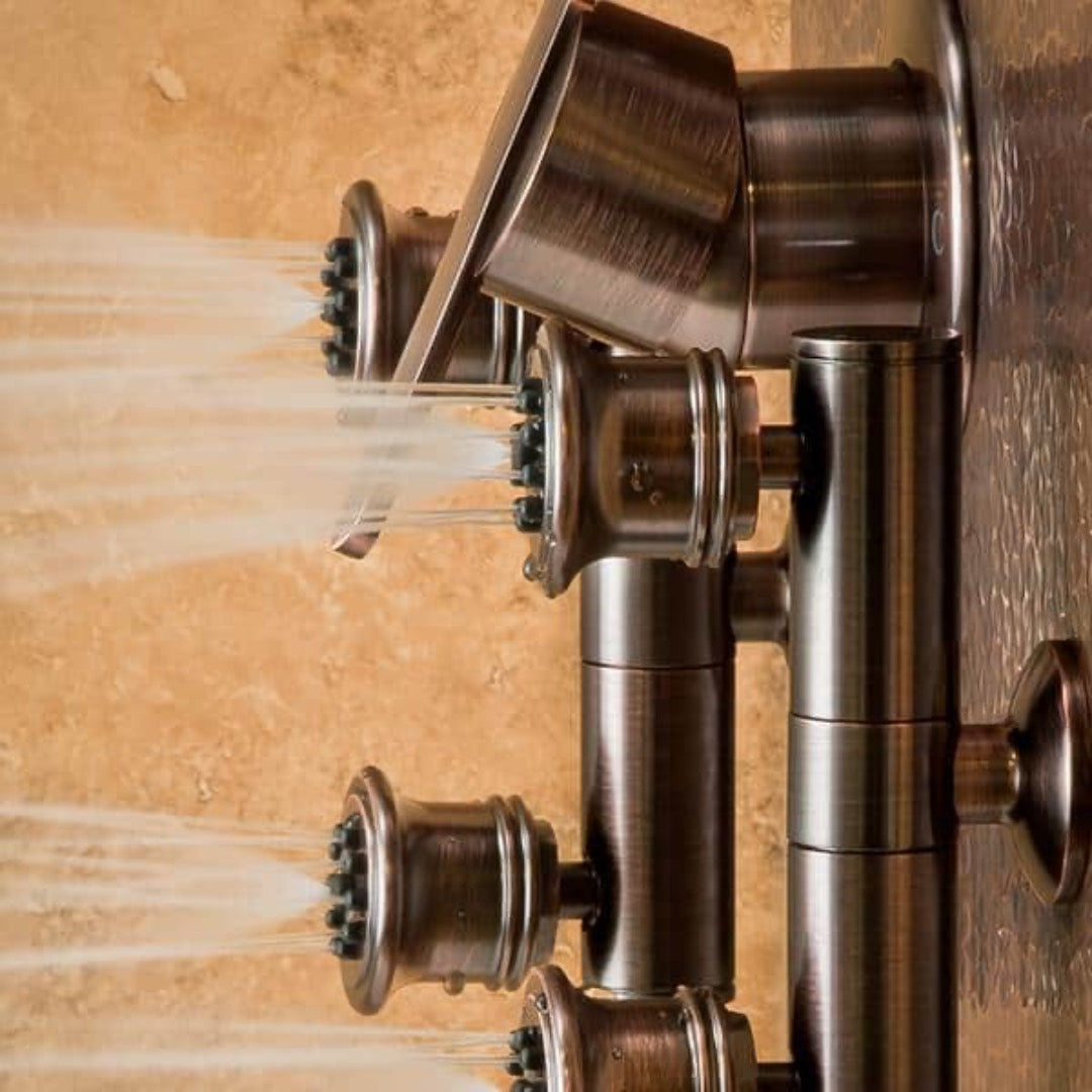 Pulse ShowerSpas Mojave Panel with 8" Rain Showerhead & 8 Body Spray Jets - Senior.com Shower Systems