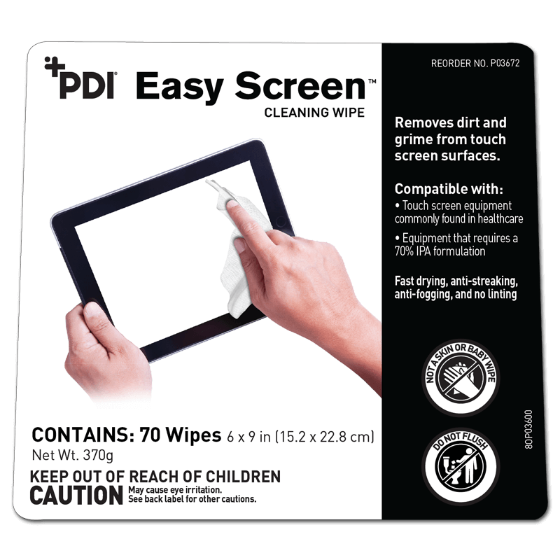 PDI Easy Screen Touchscreen Cleaning Wipes - Large 6" x 9" - Senior.com Screen Cleaners