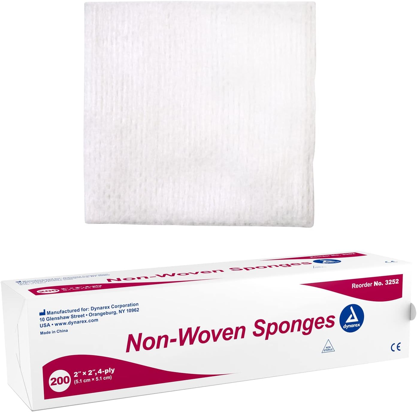 Dynarex Non-Woven Gauze Sponges - 2 x 2 inch 4 Ply - Pack of 200 - Senior.com Gauze Sponges