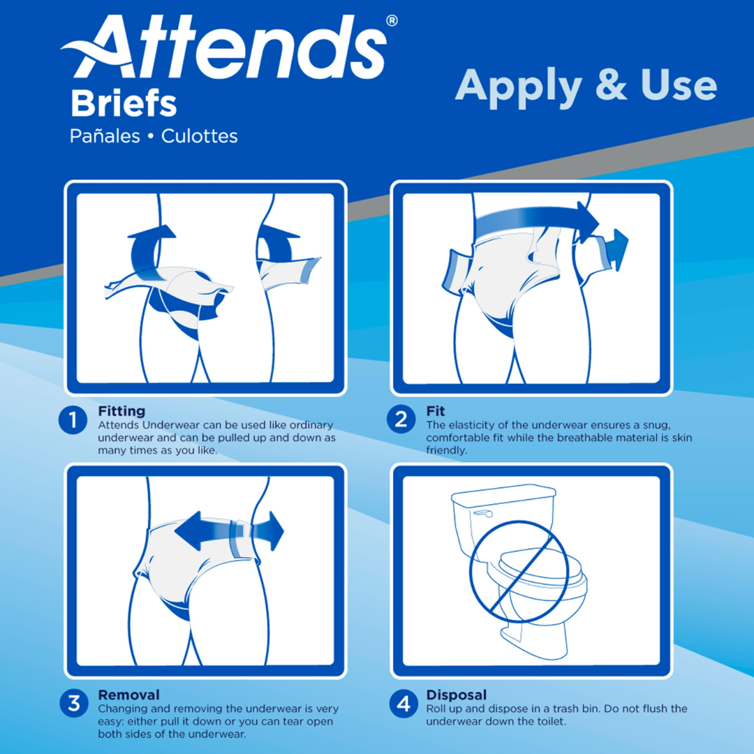 Attends Advanced Unisex Briefs with Advanced Dry-Lock Technology for Adult Incontinence Care-Case - Senior.com briefs