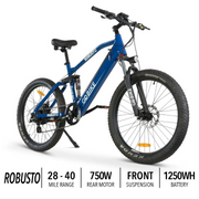 ComfyGo ROBUSTO Electric Mountain Bike with Front and Rear Suspension - Senior.com Electric Bikes