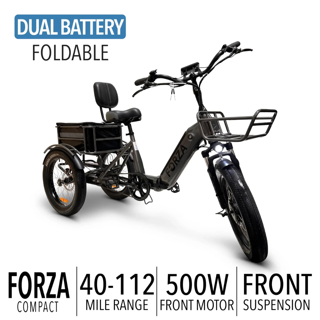 ComfyGo FORZA Foldable Compact Electric Tricycle with Rear Storage - Senior.com Electric Bikes