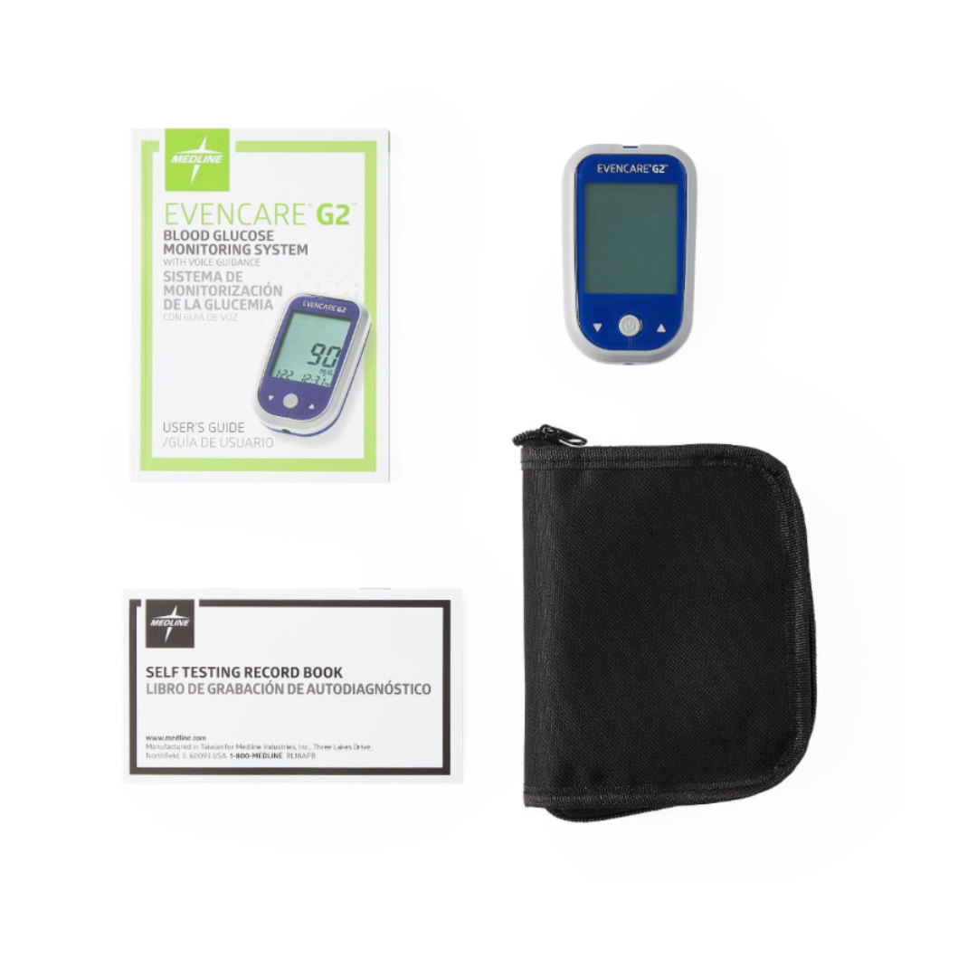 Medline EvenCare G2 Blood Glucose Monitoring Systems With Voice Guidance - Senior.com Blood Glucose Monitor