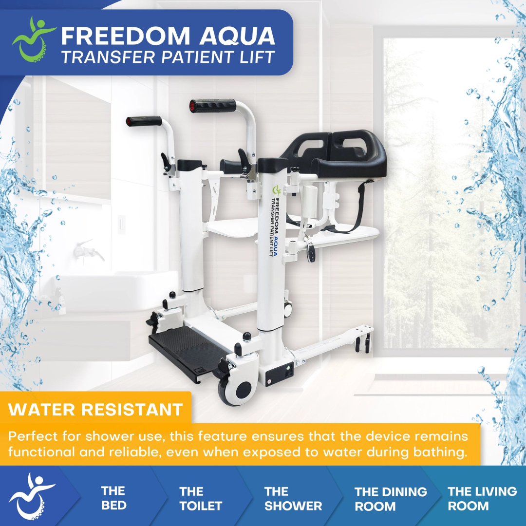 Freedom Aqua Electric Transfer Patient Lift - Waterproof Home Patient Transfer Chair - Senior.com Patient Lifts