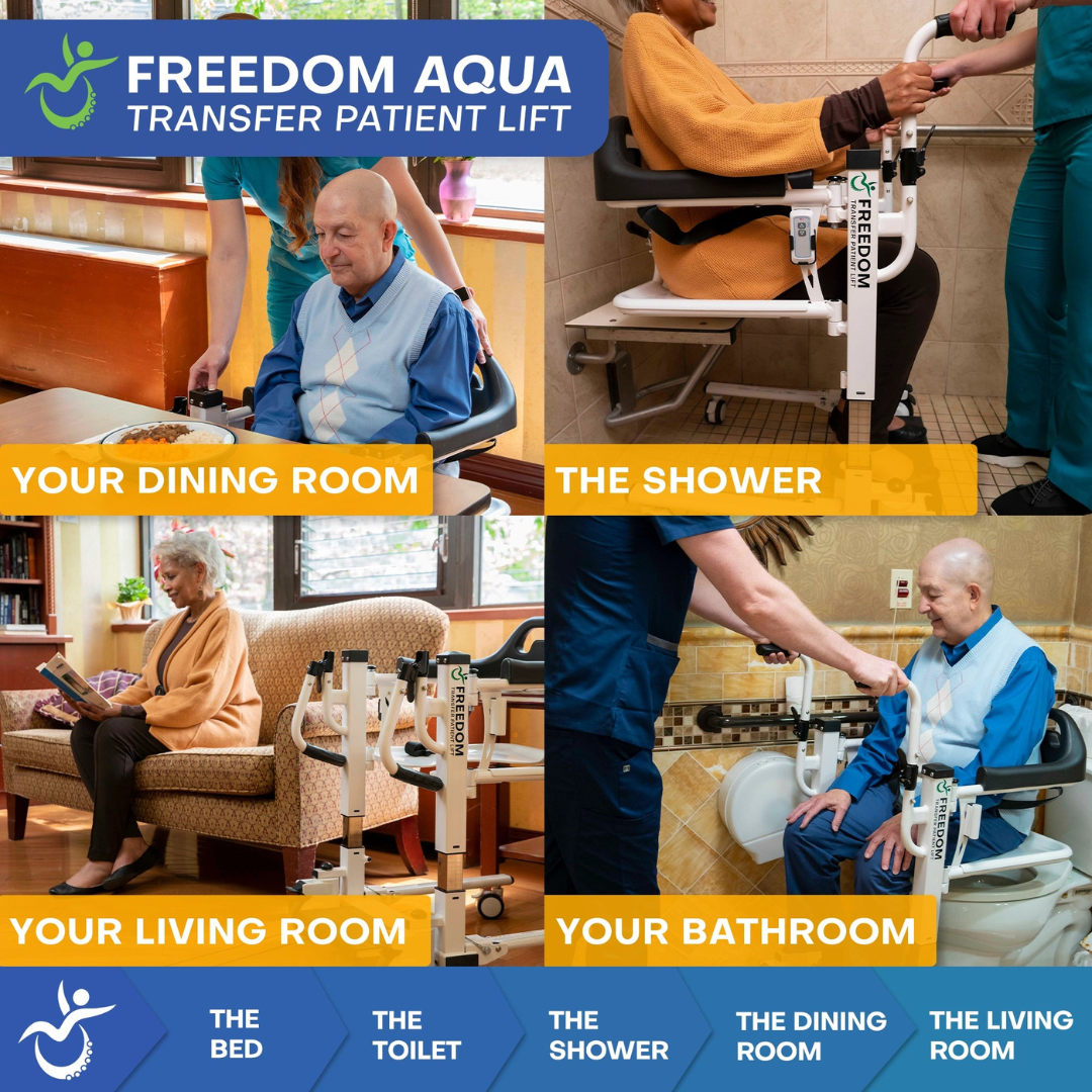 Freedom Aqua Electric Transfer Patient Lift - Waterproof Home Patient Transfer Chair - Senior.com Patient Lifts