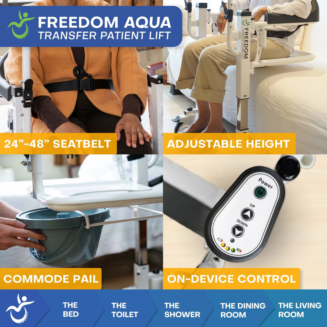 Freedom Aqua Electric Transfer Patient Lift - Waterproof Home Patient Transfer Chair - Senior.com Patient Lifts