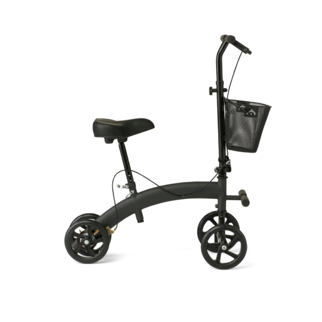 Medline Manual Seated Folding Scooter Knee Walker - Adjustable Height - Senior.com Knee Walkers