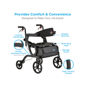 Nova Medical Gemini Hybrid 2-In-1 Walker Rollator & Transport Chair - Senior.com Hybrid Transport Chair/Rollators