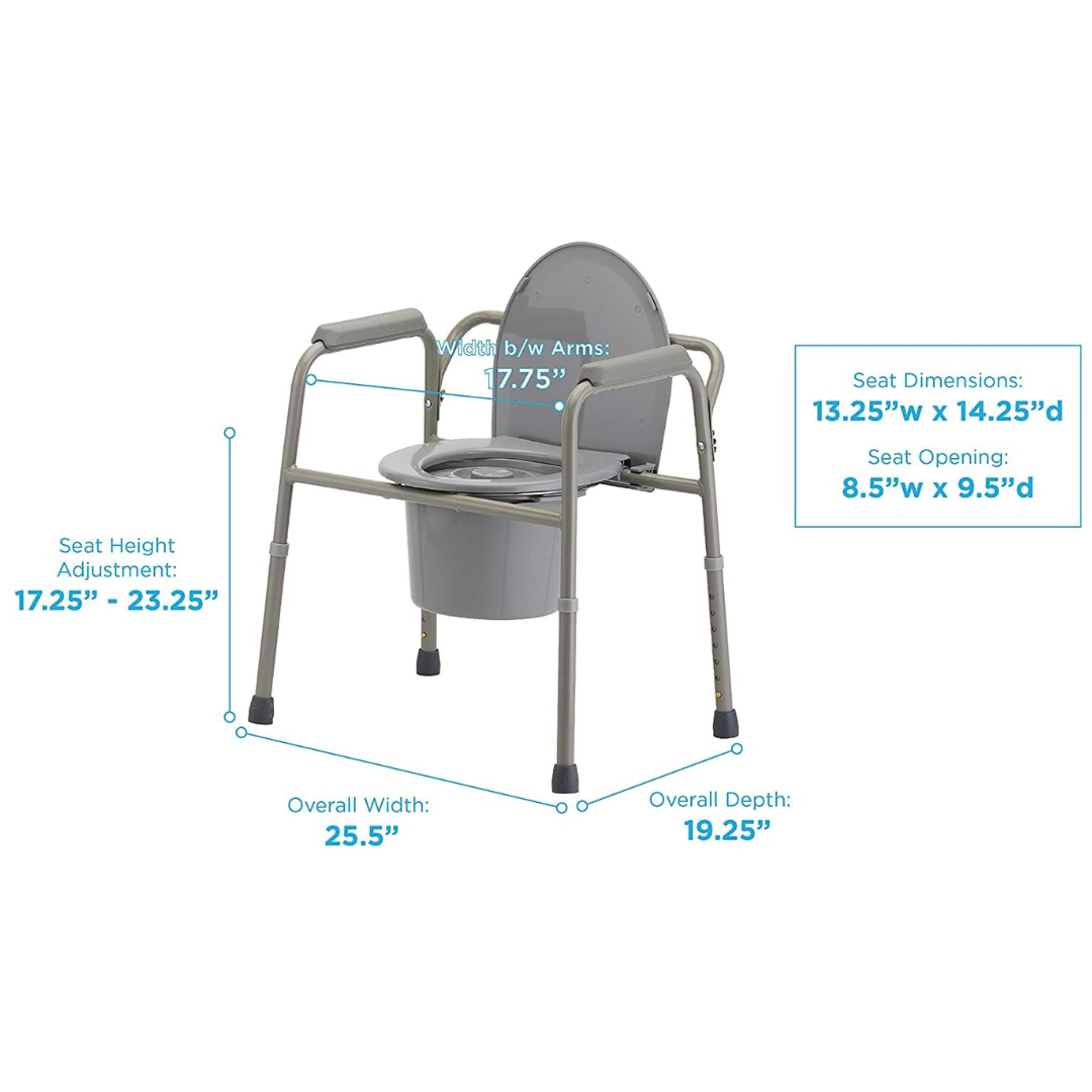 Nova Medical 3-in-1 Lightweight Bedside Commode Plus Toilet Safety Frame - Senior.com Commodes