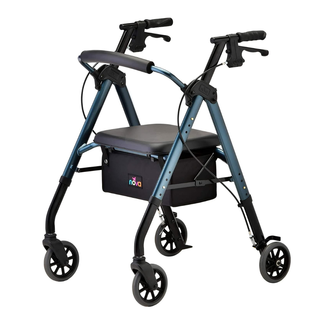 Nova Medical Star 6 Rollator Rolling Walker with Extra Wide Backrest - Senior.com Rollators