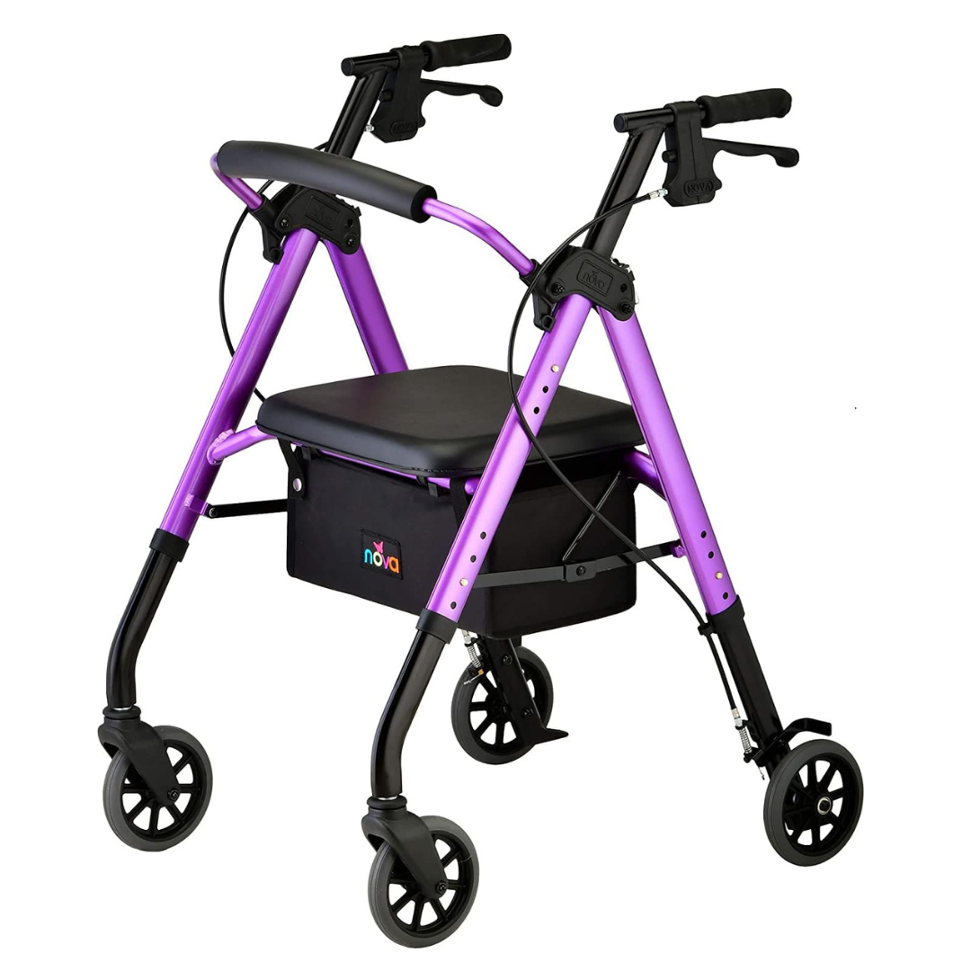 Nova Medical Star 6 Rollator Rolling Walker with Extra Wide Backrest - Senior.com Rollators