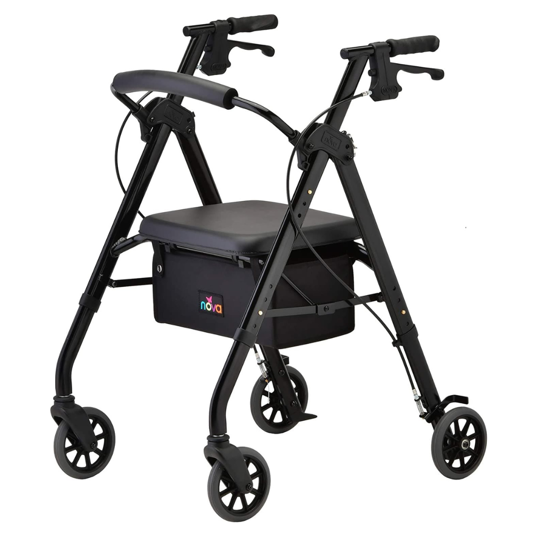 Nova Medical Star 6 Rollator Rolling Walker with Extra Wide Backrest - Senior.com Rollators