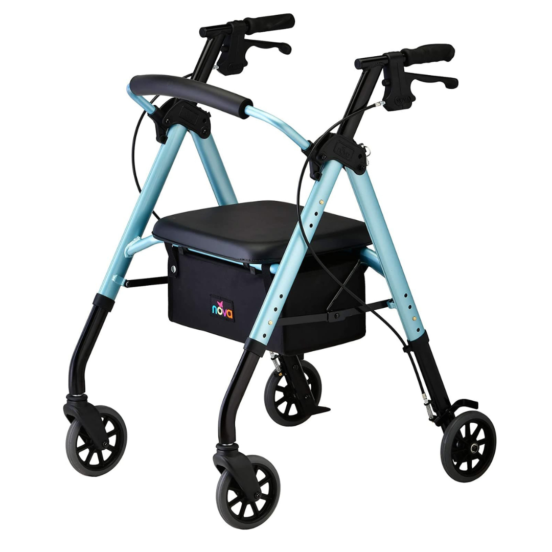 Nova Medical Star 6 Rollator Rolling Walker with Extra Wide Backrest - Senior.com Rollators