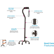 Nova Medical Lightweight Height Adjustable Quad Canes with Soft Grip Handle - Senior.com Quad Canes