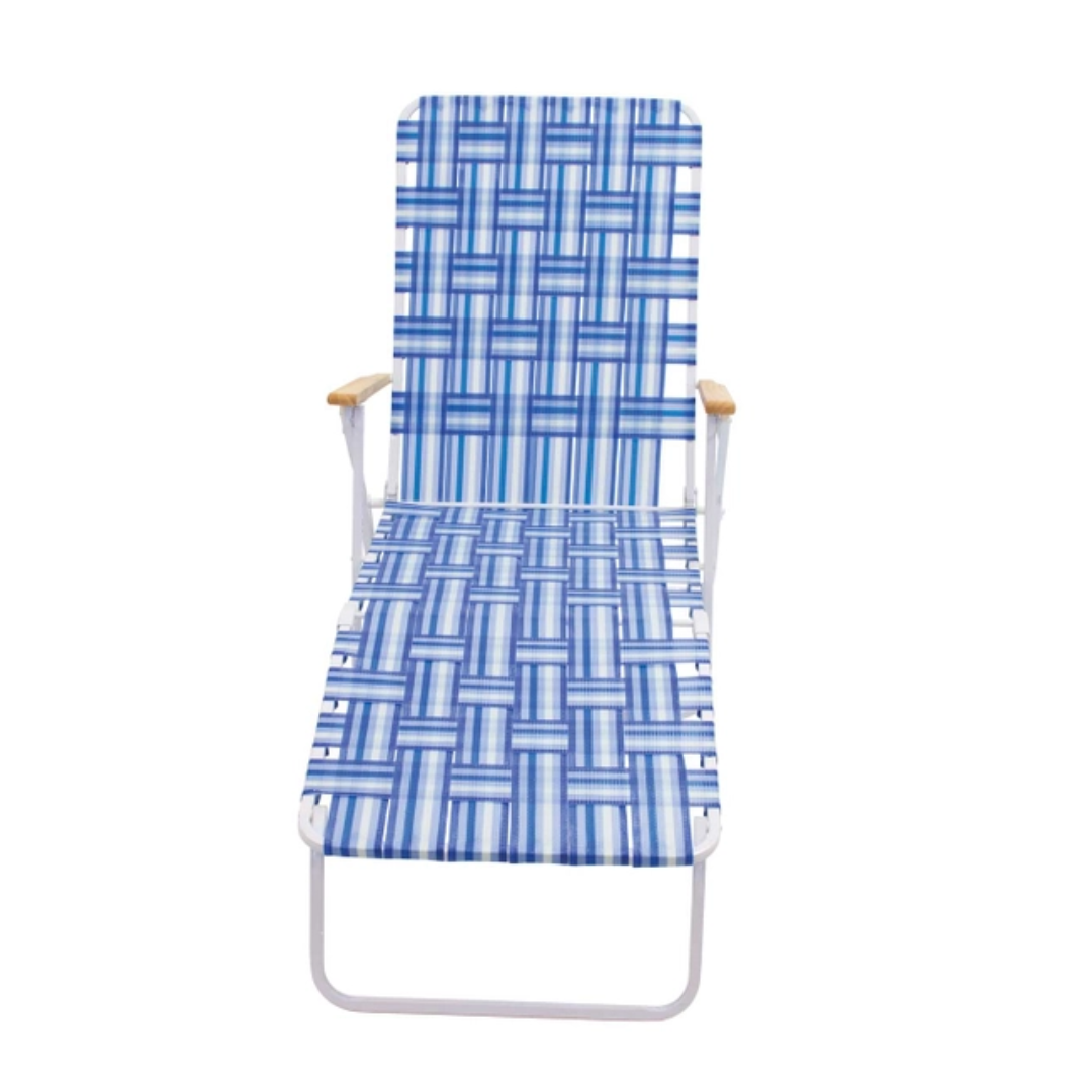 Shelterlogic Folding Web Lounge Chair - Blue & White - Senior.com Beach Chairs