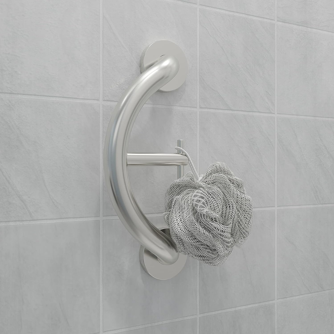 HealthCraft Plus Series Bathroom Grab Bar with Towel and Robe Hook - Senior.com Grab Bars & Safety Rails