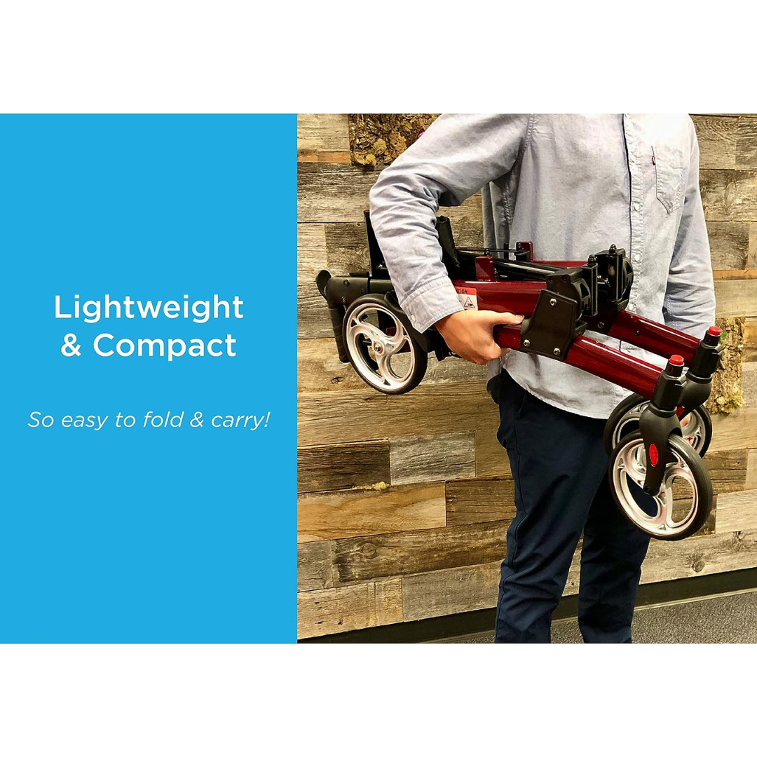 Nova Medical 4329 Monarch Adventure Foldable Rollator Walker with Large All Terrain 8” Wheels & Ultra Compact - Senior.com Rollators