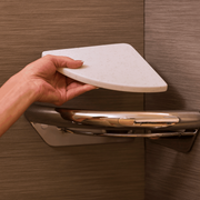 Invisia Shatterproof Corner Shower Shelf with Solid Surface Tray - Senior.com Bathroom Shelves