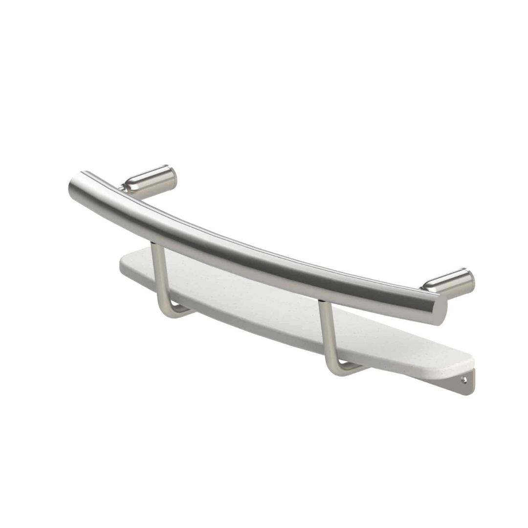 Invisia Modern Shampoo Shelf with Fall Prevention Grab Bar - Senior.com Grab Bars & Safety Rails