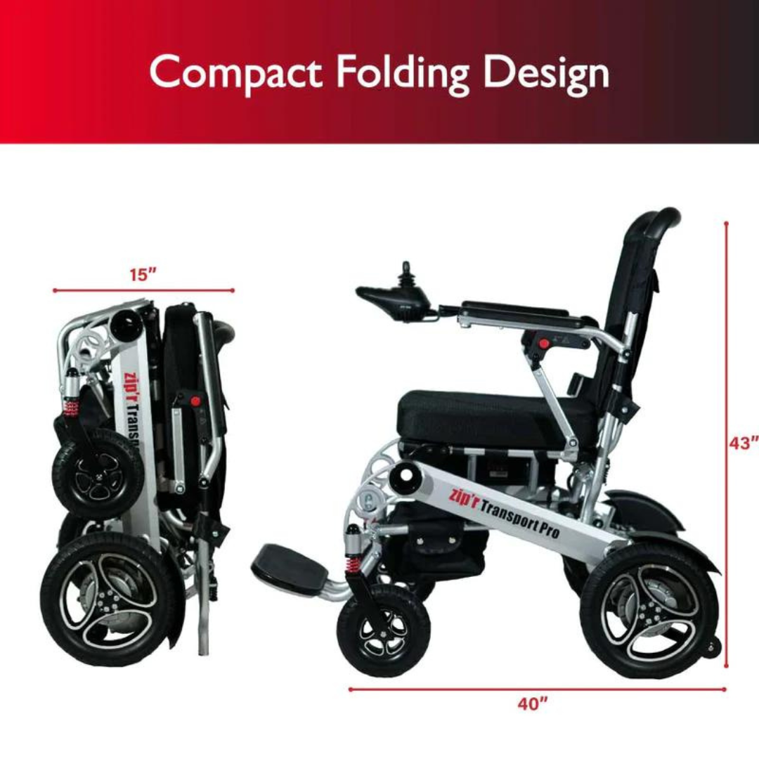 Zip'r Transport Pro Folding Electric Wheelchair - Airline Approved - Senior.com Power Chairs