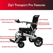Zip'r Transport Pro Folding Electric Wheelchair - Airline Approved - Senior.com Power Chairs