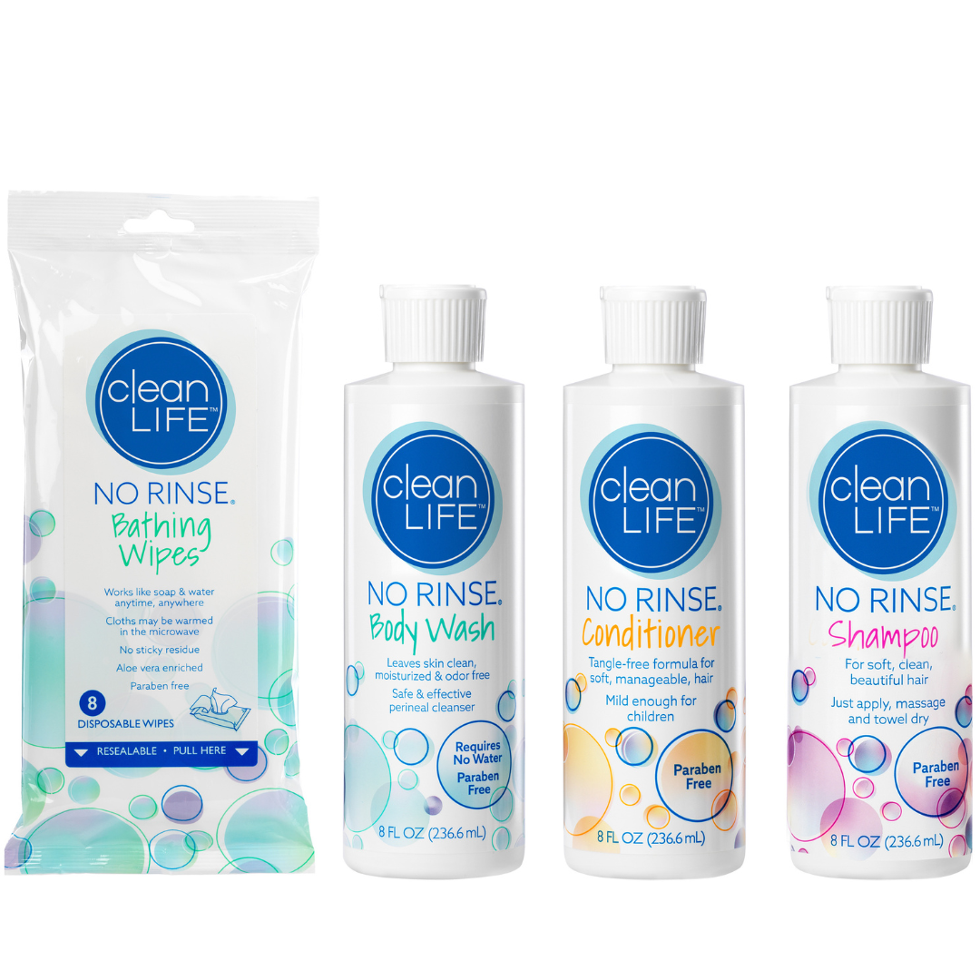 NoRinse Shampoo, Conditioner, Body Wash, and Bathing Wipes Bundle Set - Senior.com Body Wash