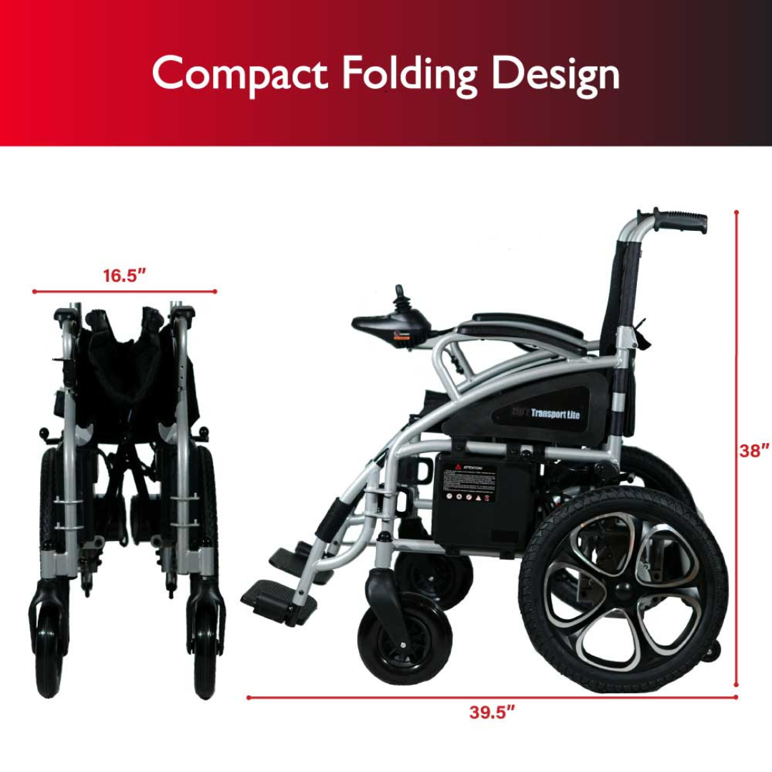 Zip'r Transport Lite Folding Electric Wheelchair - TSA Approved