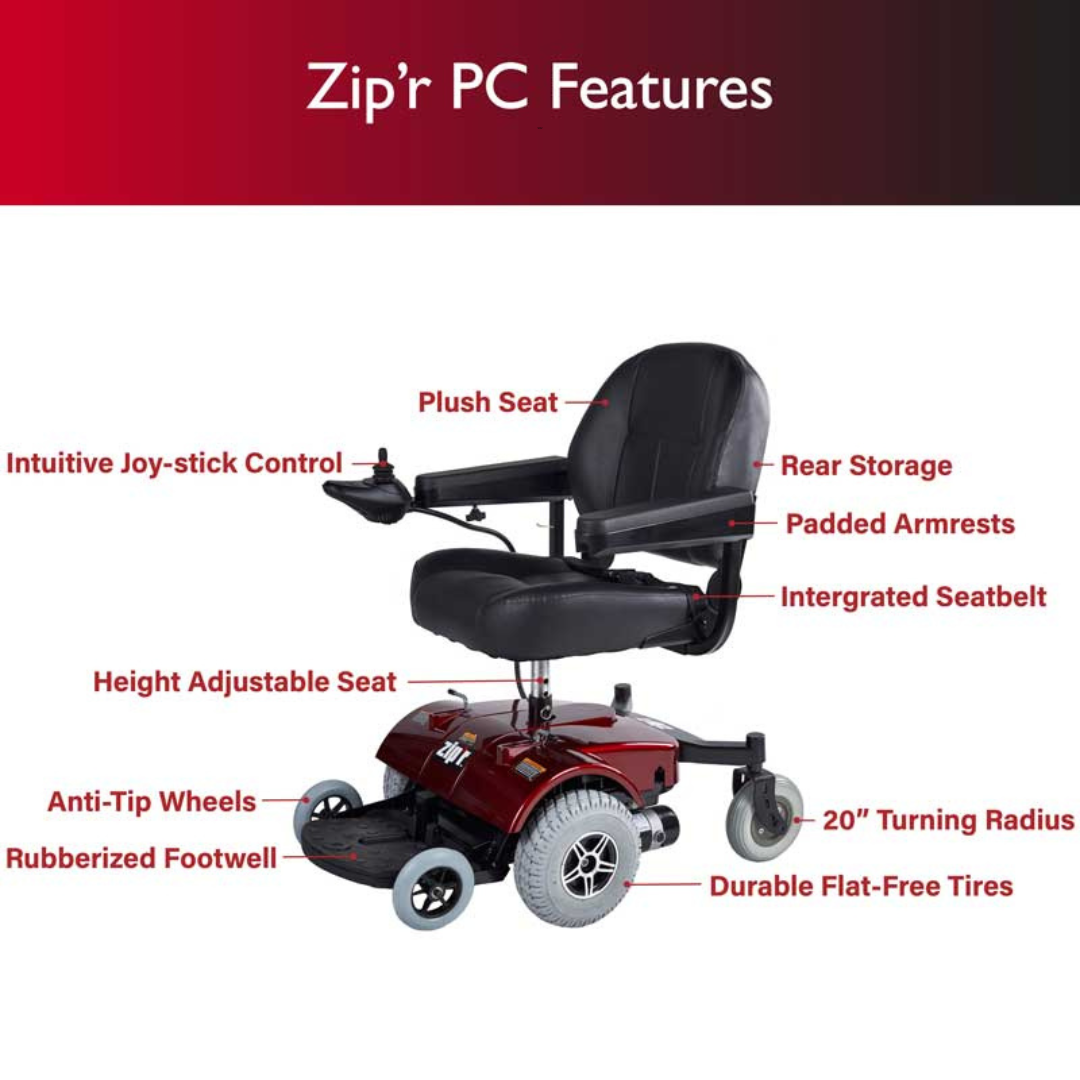 Zip’r PC Power Electric Wheelchair - 6 Wheels & TSA Approved - Senior.com Power Chairs