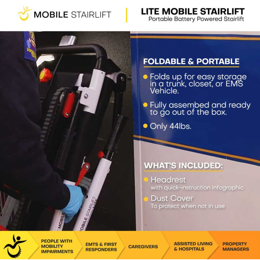 LITE Mobile Stairlift - Battery Powered & Portable Stair Wheelchair - Senior.com Stair Climbers
