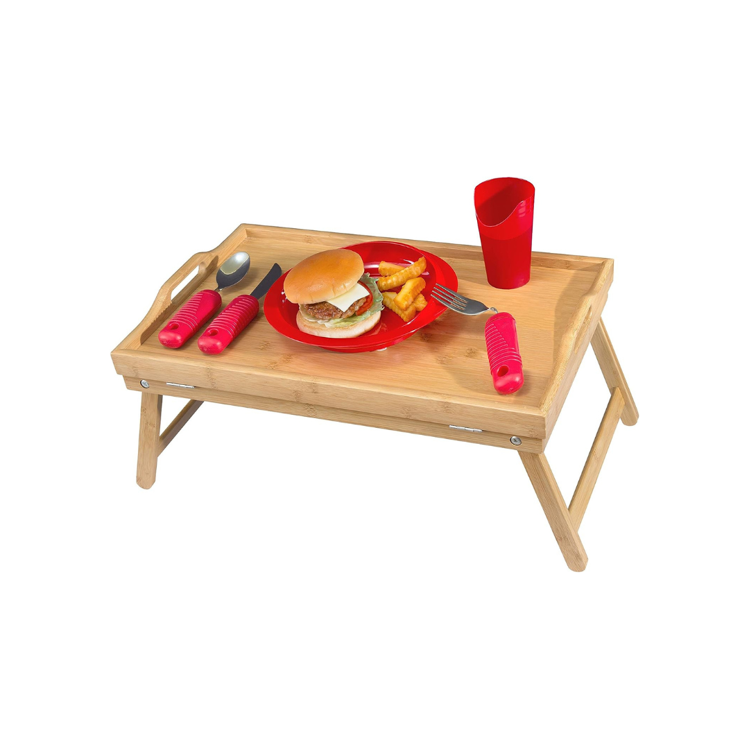 Essential Medical Supply Bamboo Bed and Lap Tray with Flip Up Top - Senior.com Food Trays