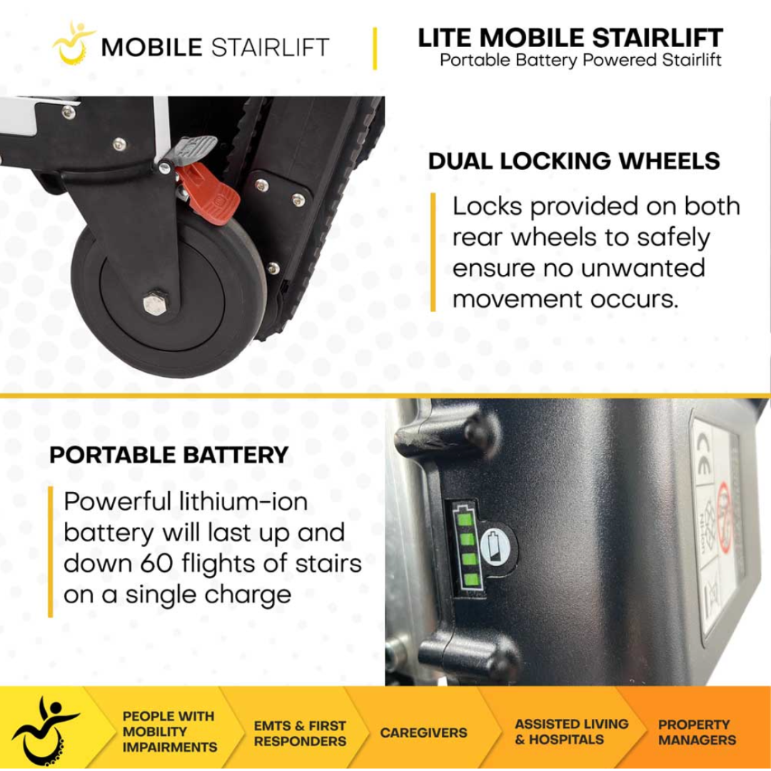 LITE Mobile Stairlift - Battery Powered & Portable Stair Wheelchair - Senior.com Stair Climbers