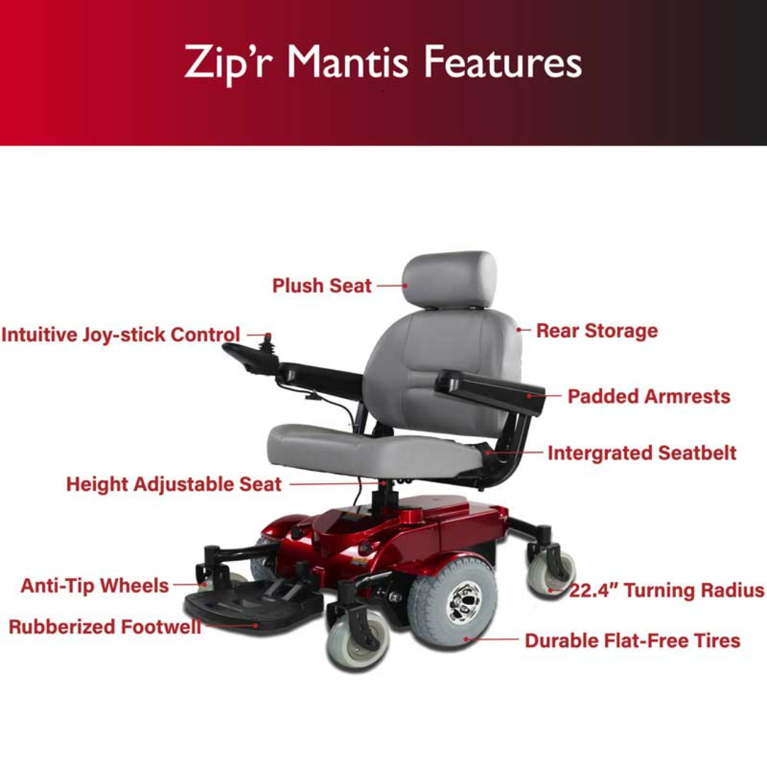 Zip’r Mantis SE Electric Wheelchair with Power Adjustable Seat - Senior.com Power Chairs