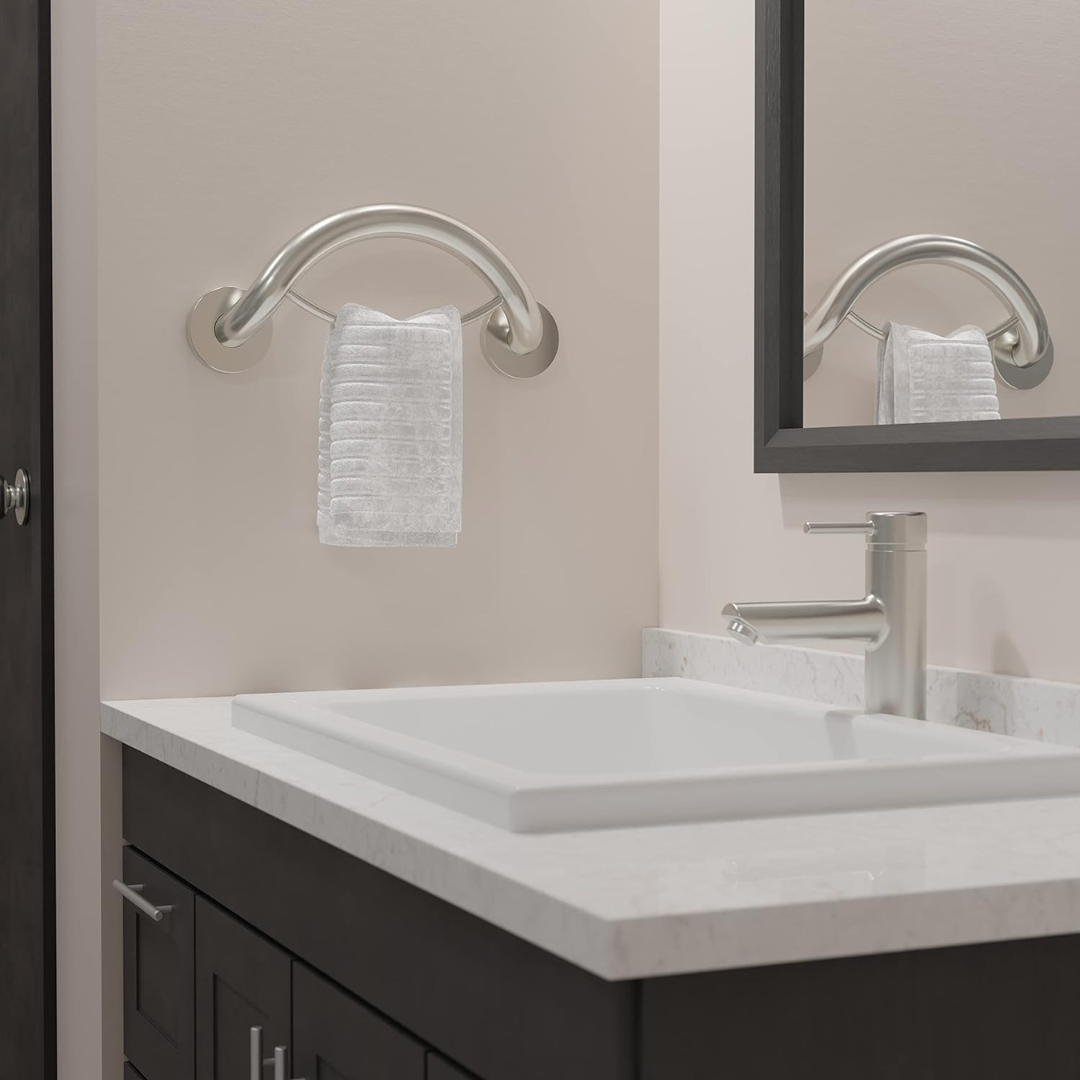 HealthCraft Plus Series Bathroom Grab Bar & Towel Ring - Senior.com Grab Bars & Safety Rails
