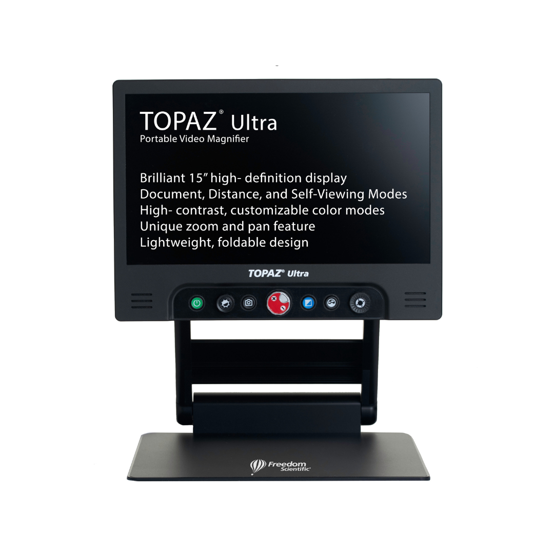 Freedom Scientific TOPAZ Ultra Folding Portable Magnifier - Full HD - Senior.com Portable Video Magnifiers