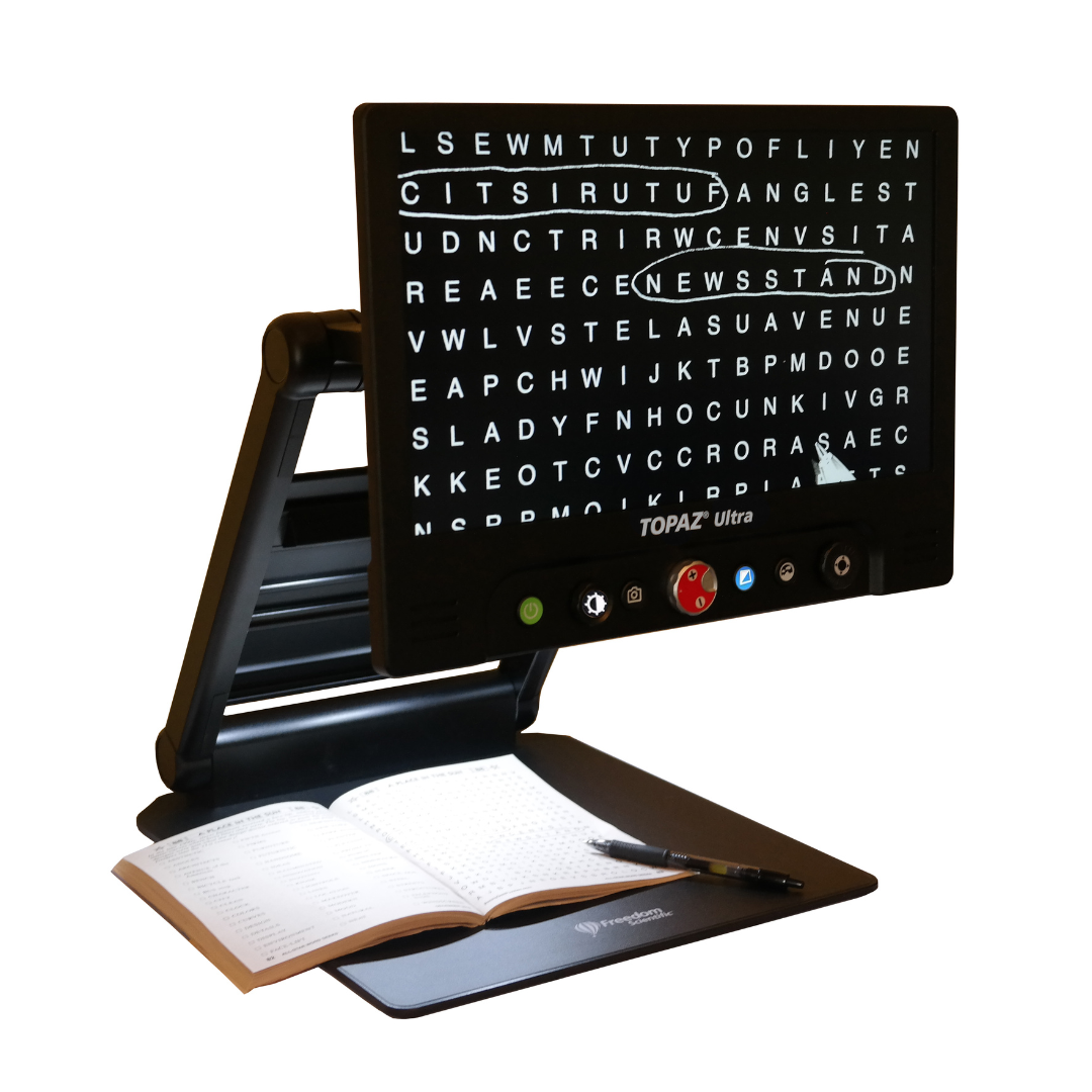 Freedom Scientific TOPAZ Ultra Folding Portable Magnifier - Full HD - Senior.com Portable Video Magnifiers