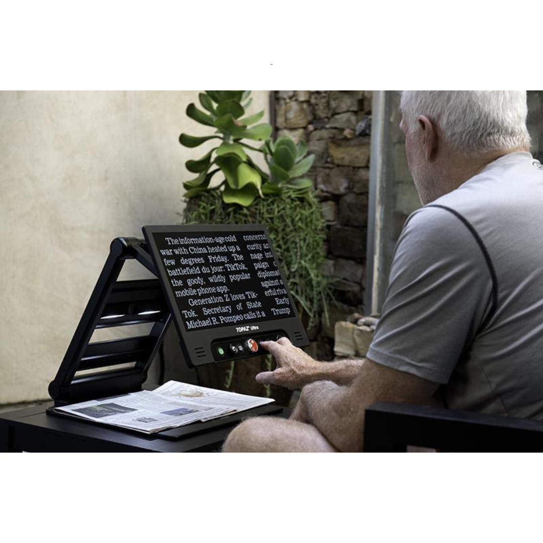Freedom Scientific TOPAZ Ultra Folding Portable Magnifier - Full HD - Senior.com Portable Video Magnifiers
