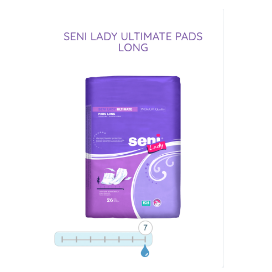 Seni Lady Ultimate Pads - Long 16.5" - Overnight Heavy Absorbency - Senior.com Bladder Control