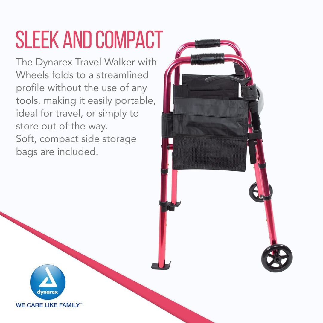 Dynarex Folding Lightweight Travel Walker - Paddle Release - Senior.com Paddle Walkers
