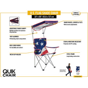 Quik Shade Adjustable Canopy Folding Shade Chair - American Flag - Senior.com Beach Chairs