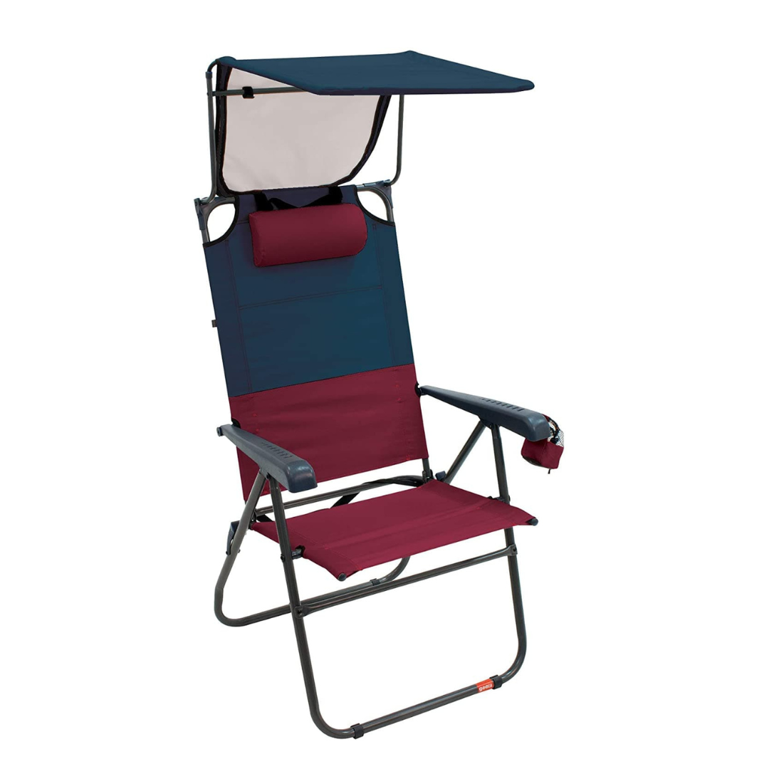 Rio Gear Hi-Boy 7 Position Folding Portable Chairs with Sun Protection Canopy - Senior.com Beach Chairs