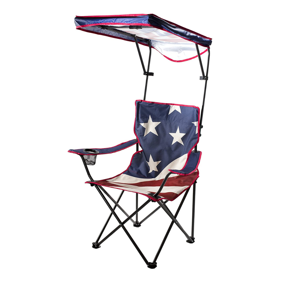Quik Shade Adjustable Canopy Folding Shade Chair - American Flag - Senior.com Beach Chairs