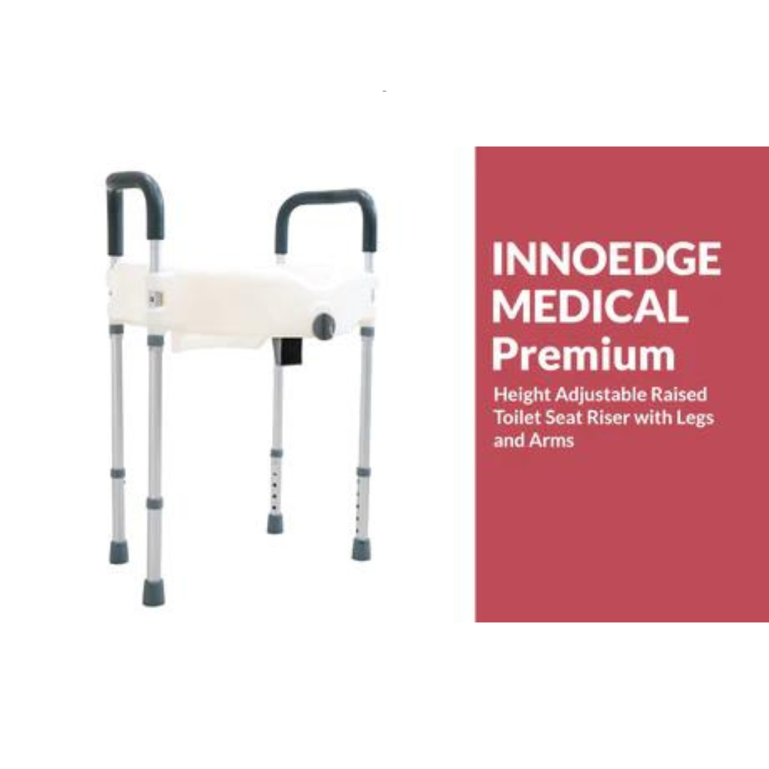 INNO Medical Raised Locking Toilet Seat with Legs - Height Adjustable 19" - 23" - Senior.com Raised Toilet Seats