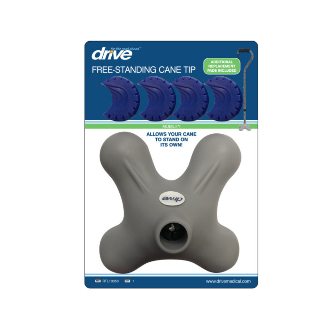 Drive Medical Quad Stand Alone Cane Tip - 4 Pronged For Extra Stability - Senior.com Cane Tips