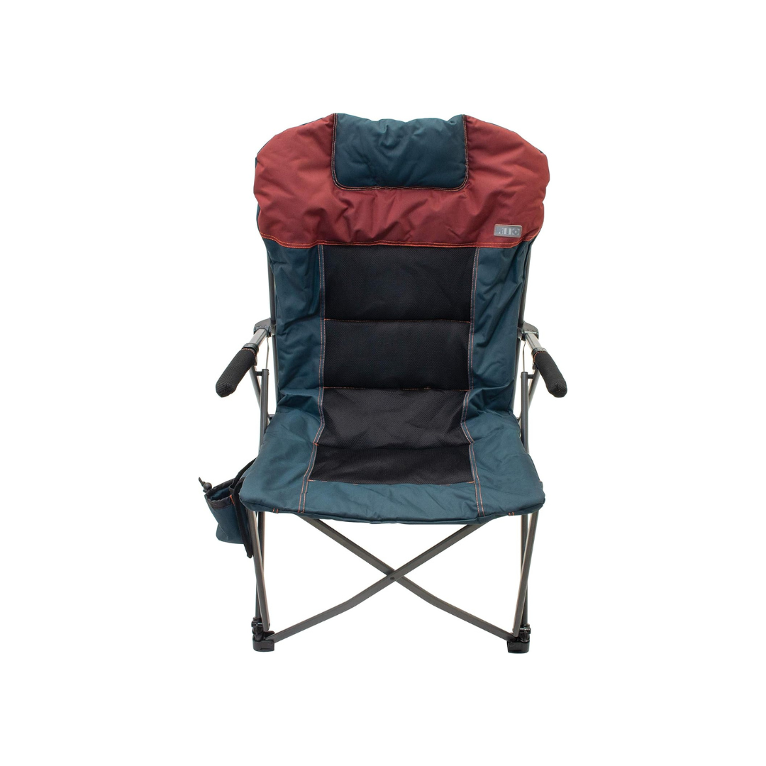 RIO Camp & Go Deluxe Hard Arm Quad Chair - Oxblood/Navy - Senior.com Outdoor Chairs